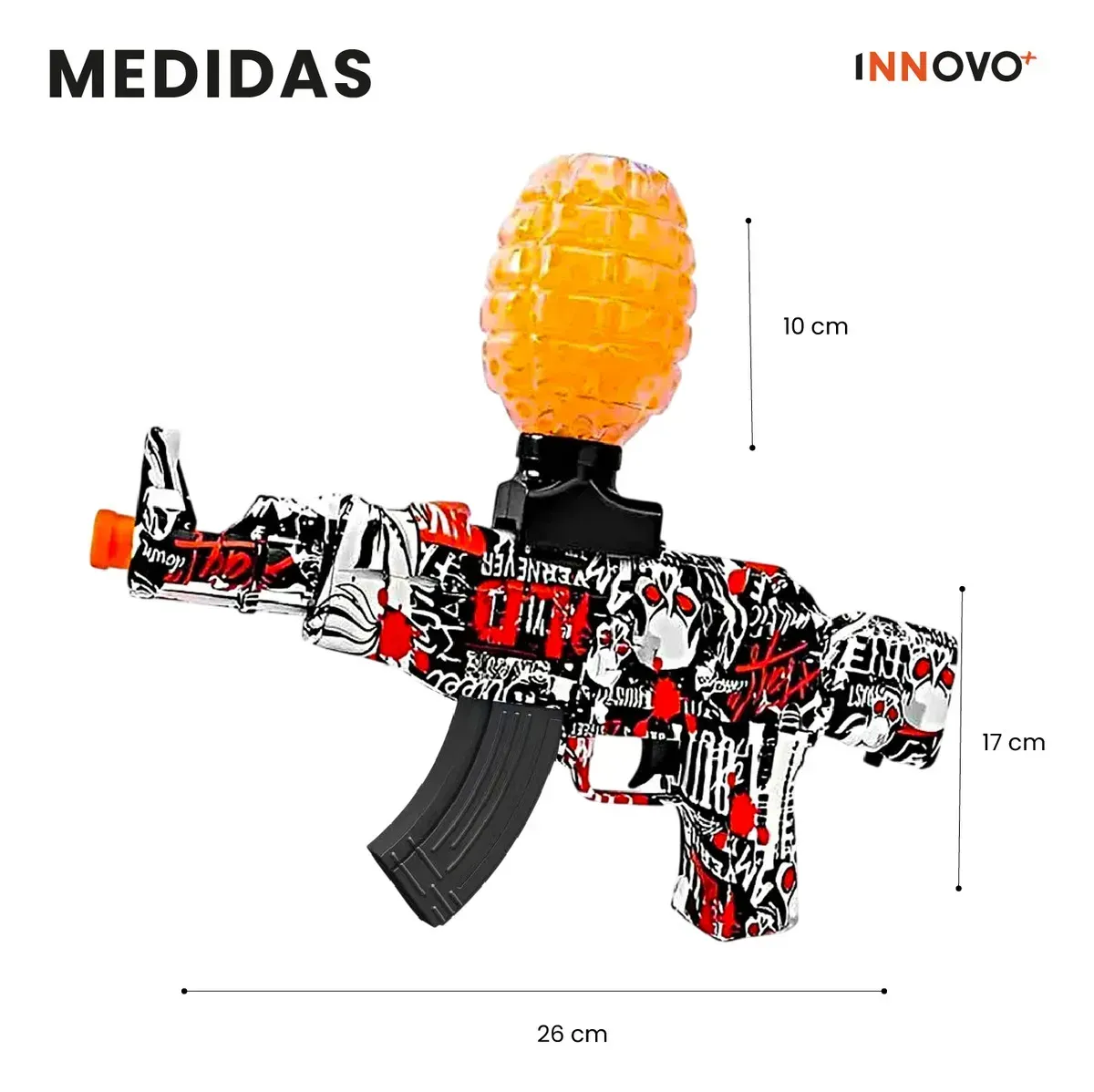 Rifle Juguete Rojo Ak-47 Hidrogel Automático + 50.000 Orviz Rojo img #2