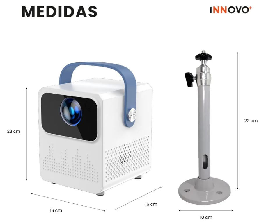Proyector Mini Android 4k Wifi Bluetooth Portátil Con Base De Pared T2 img #3