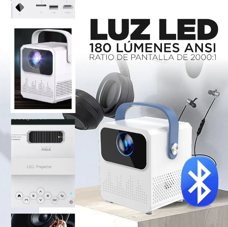 Proyector Mini Android 4k Wifi Bluetooth Portátil Con Base De Pared T2 img #5