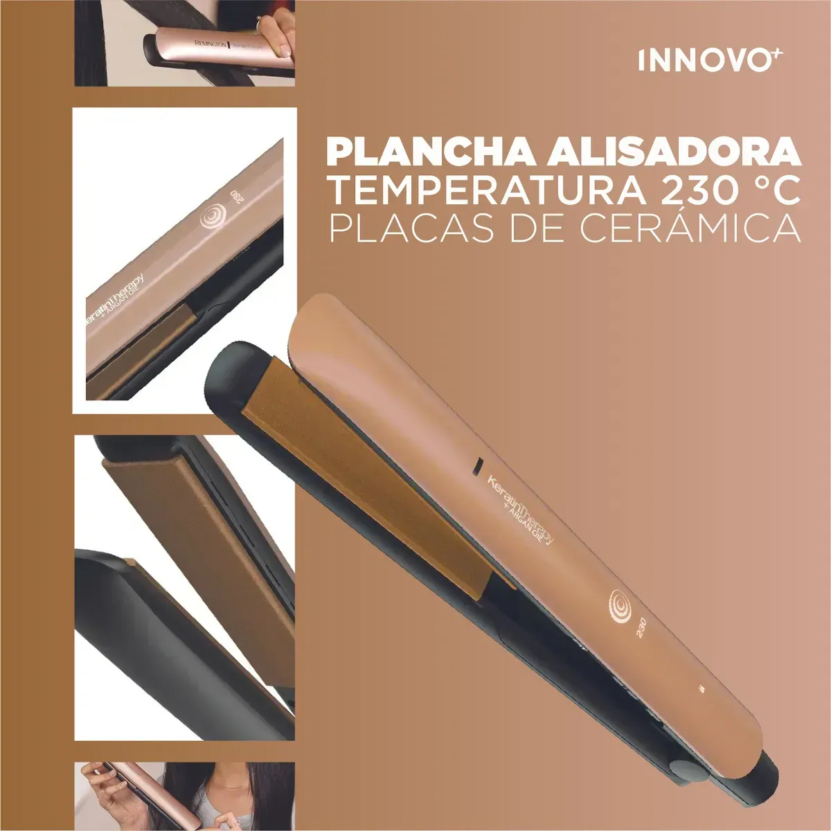 Plancha De Pelo Keratin Therapy Pro Nova Inn Cerámica + Argán Liso Espejo Sin Frizz 110v 110v img #5
