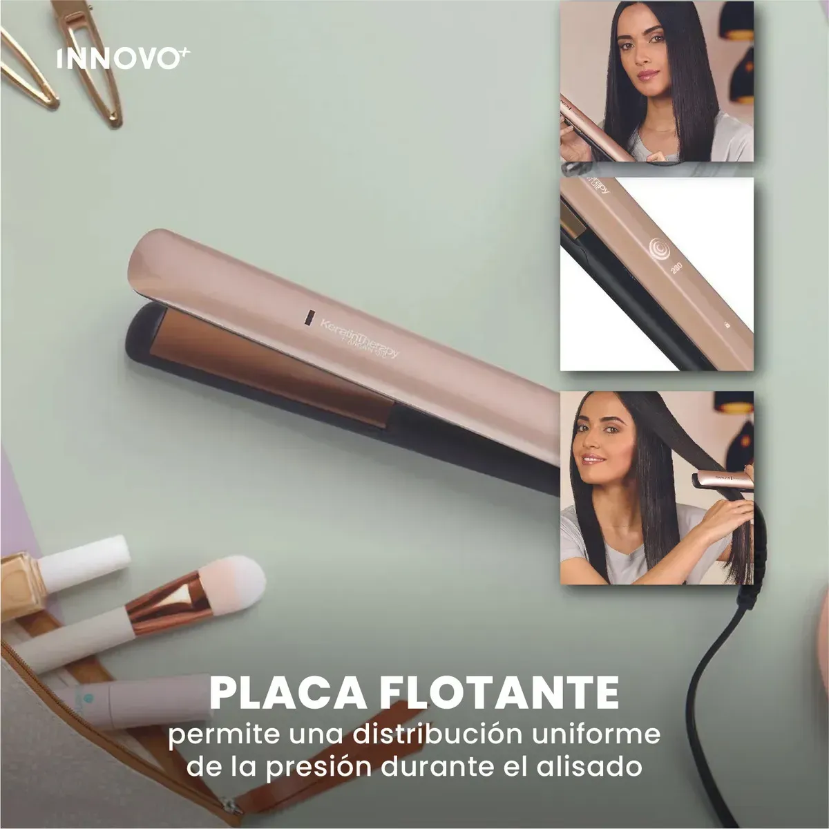 Plancha De Pelo Keratin Therapy Pro Nova Inn Cerámica + Argán Liso Espejo Sin Frizz 110v 110v img #4