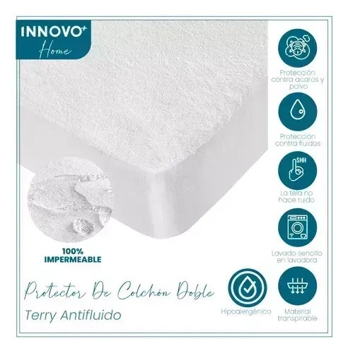 Combo Protector De Colchón Antifluido + Cobija Térmica Ovejera Doble Faz 180 X 240 Azul img #5