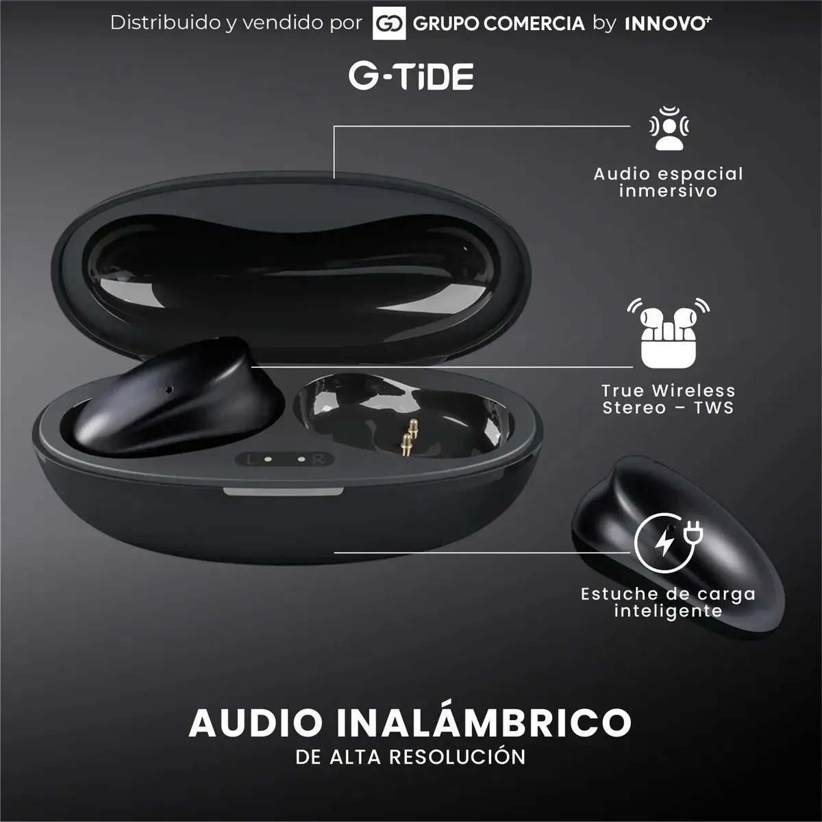 Audífonos Inalámbricos Tws G-tide Bean Black Sonido Inmersivo 3d Negro Negro img #2