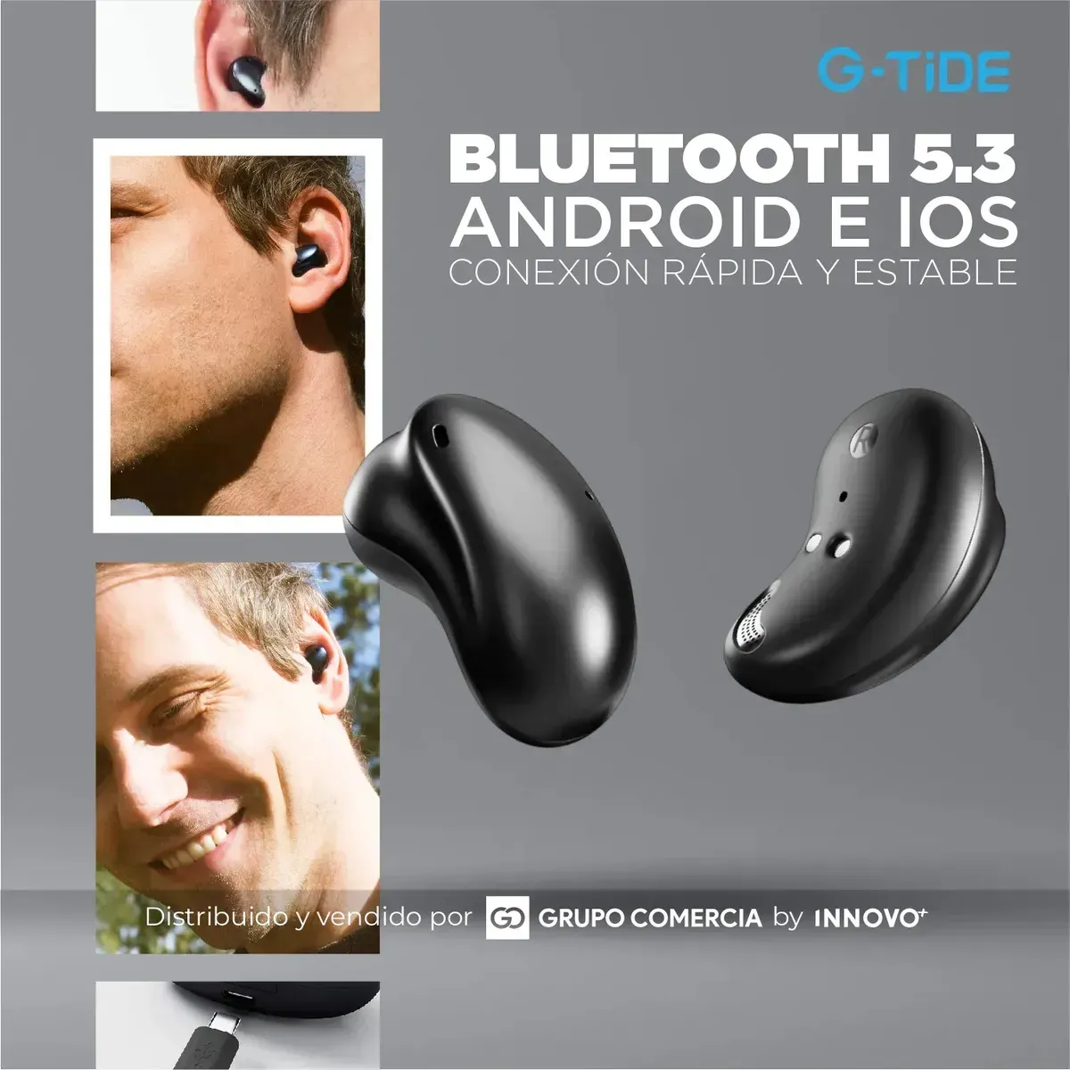 Audífonos Inalámbricos Tws G-tide Bean Black Sonido Inmersivo 3d Negro Negro img #5