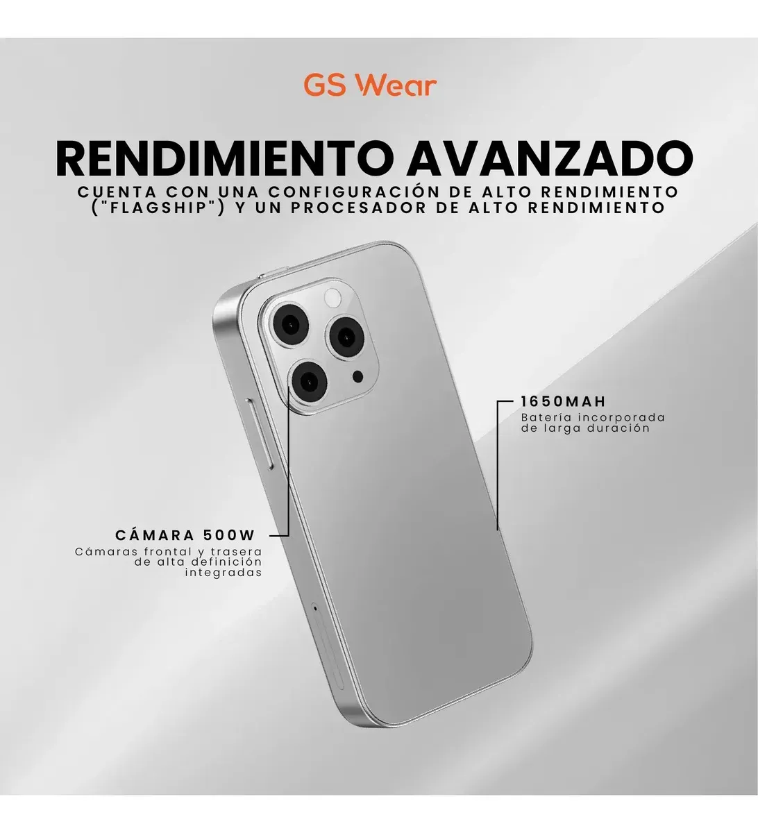 Mini Smartphone Pro Gs Wear Android 10 Traductor Ia Cámara Hd Blanco img #2
