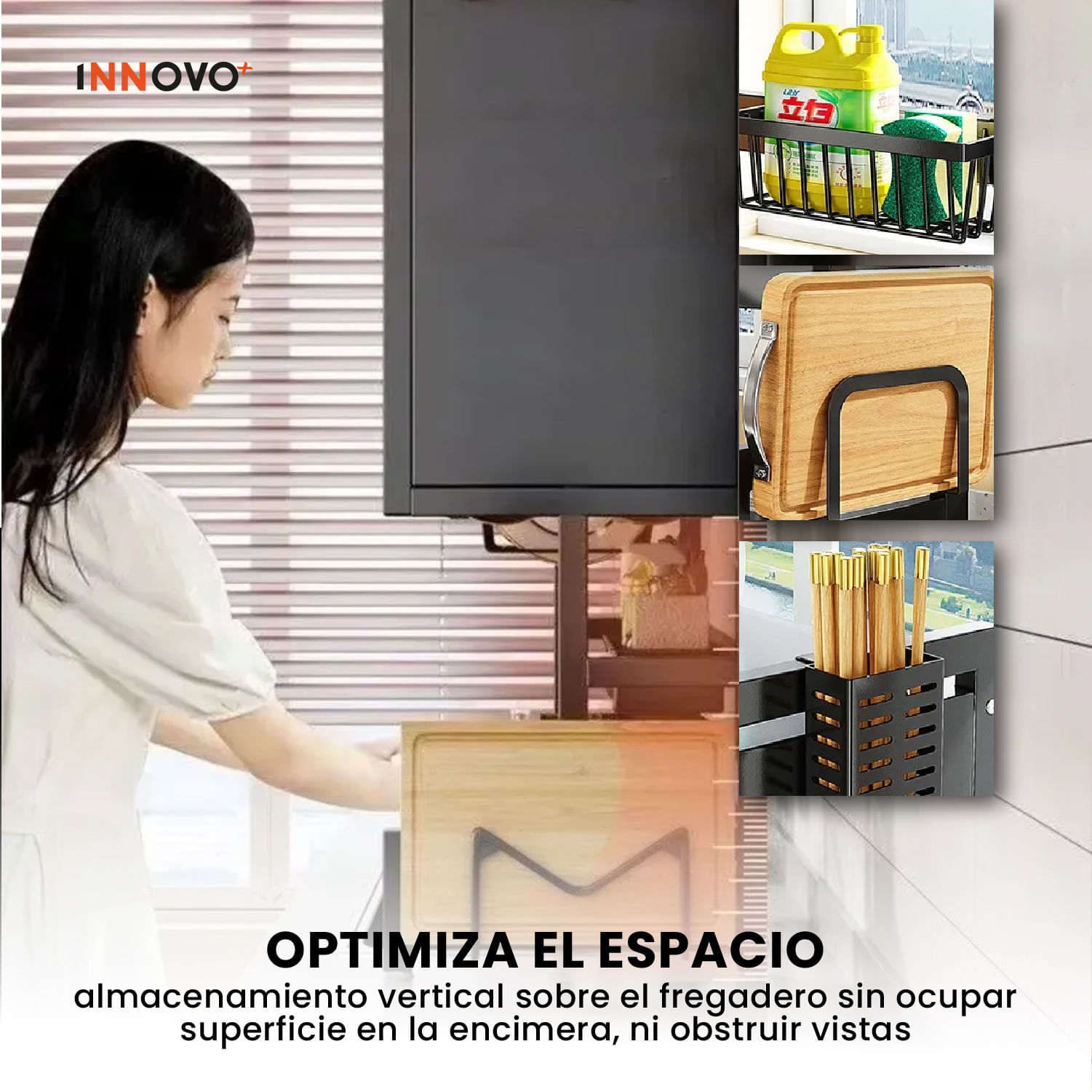 Escurridor De Platos Organizado De Cocina Gabinete Doble Tapa img #4