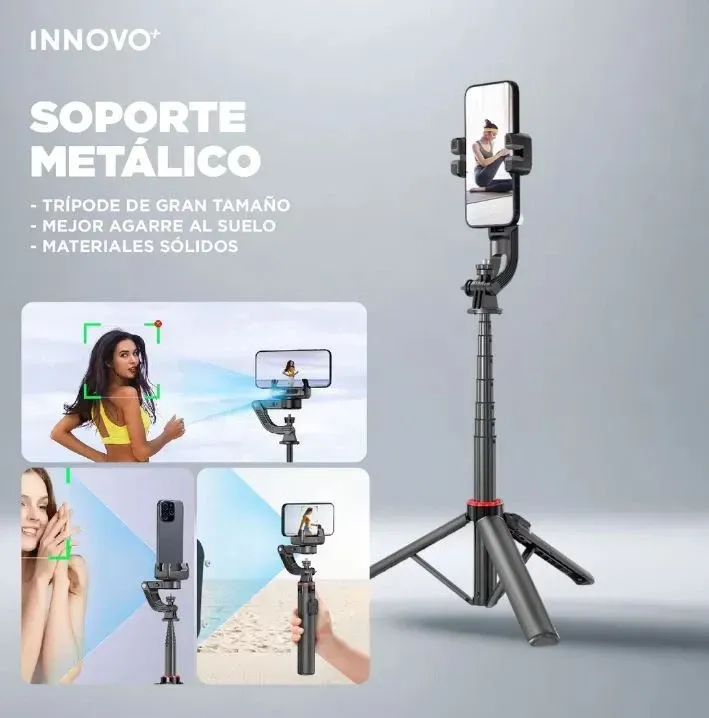 Gimbal Estabilizador Trípode Inteligente C22 Profesional 360° Ai Para Celular Negro img #5