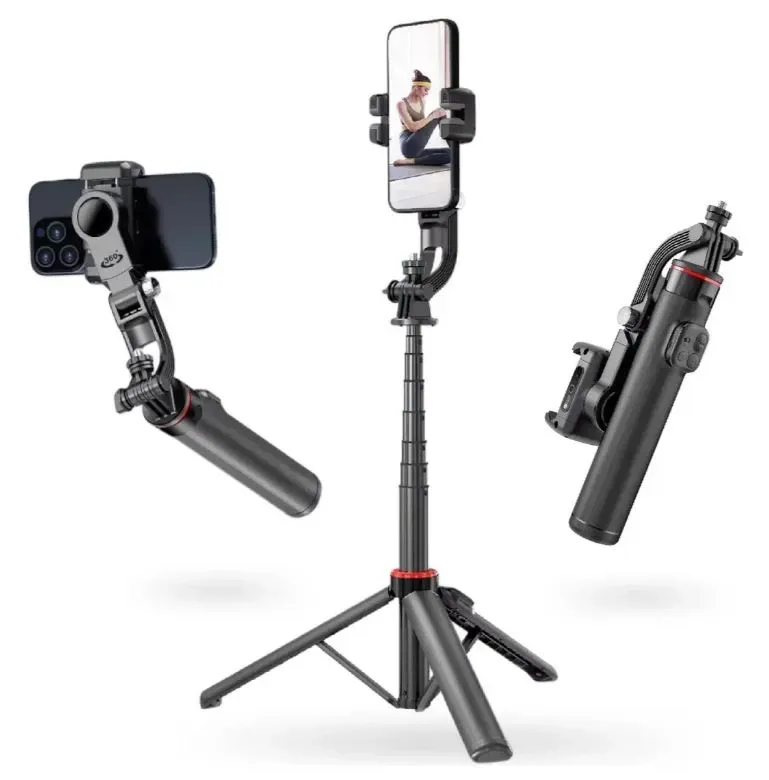 Gimbal Estabilizador Trípode Inteligente C22 Profesional 360° Ai Para Celular Negro img #1
