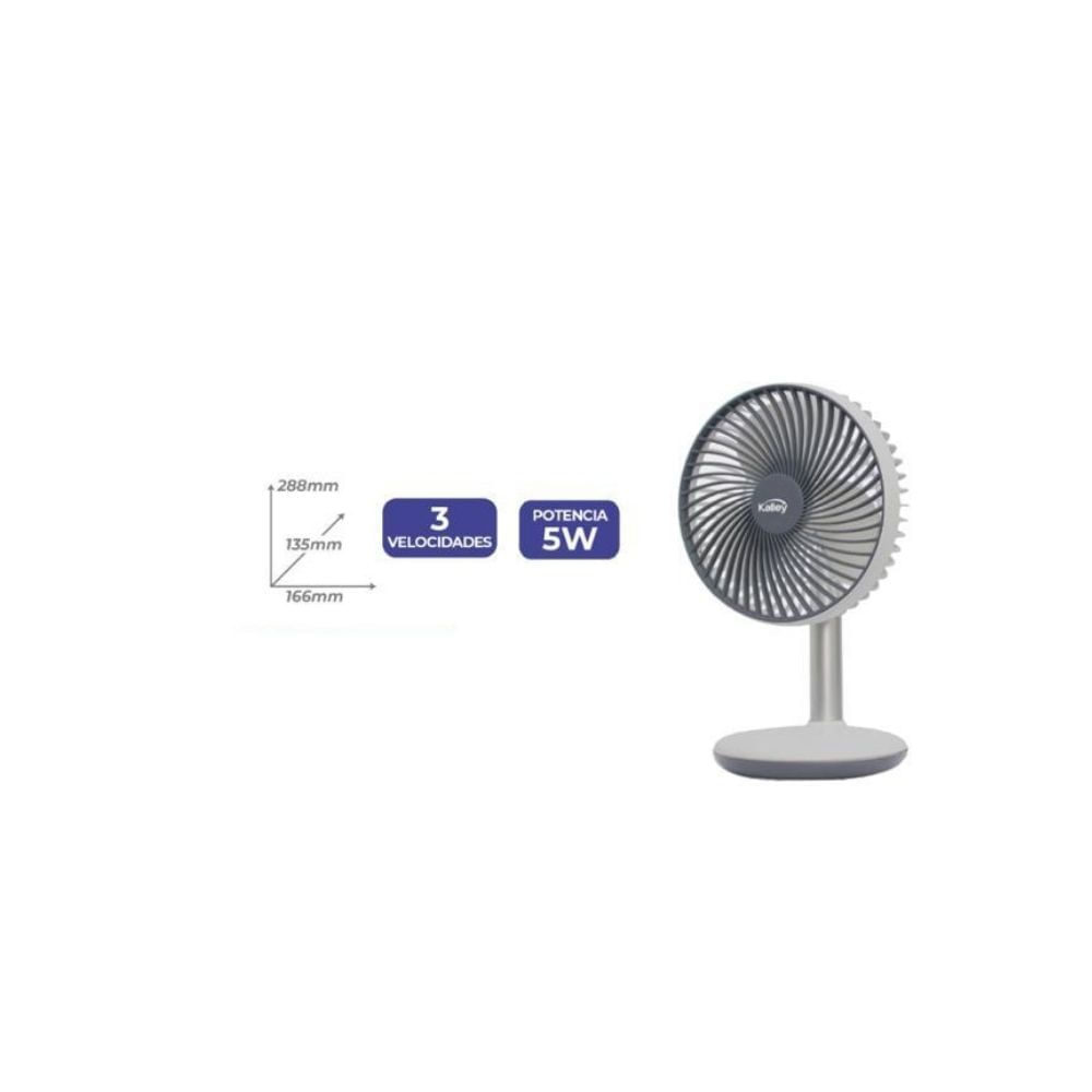 Ventilador Kalley de Mesa 5W 3 Velocidades Silencioso Portátil USB img #2
