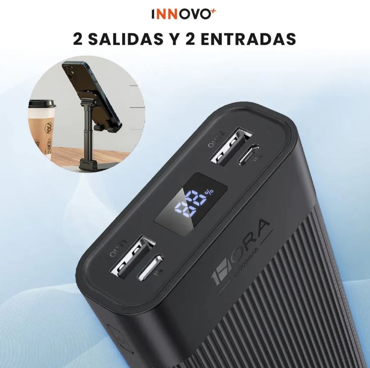 Powerbank 20000mah Digital Con Soporte Celular Plegable img #5