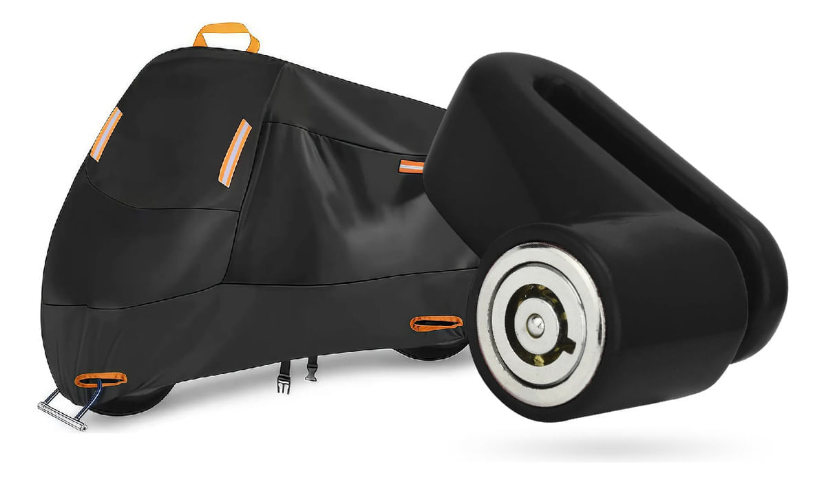 Funda Impermeable Para Moto Con Candado De Disco Antirrobo Protector Exterior Resistente img #1