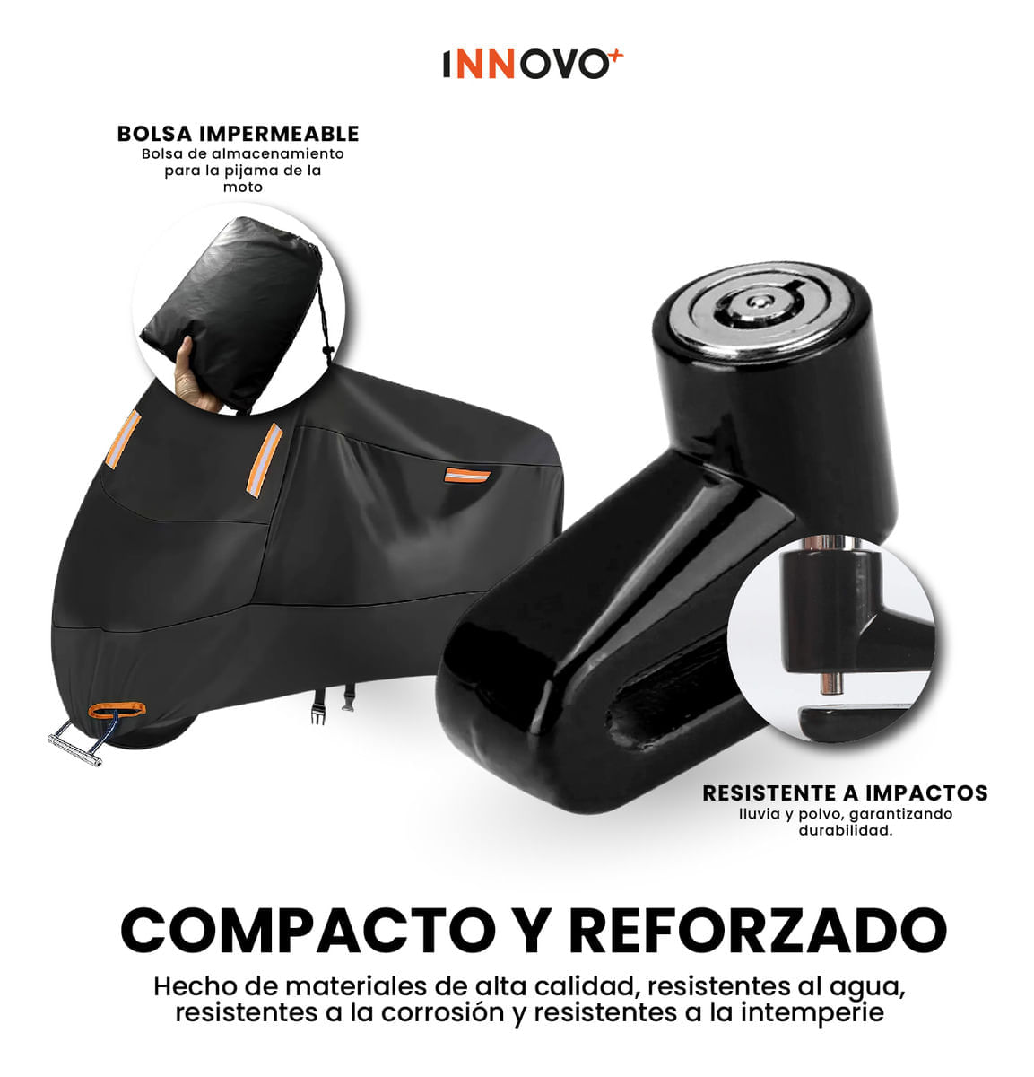 Funda Impermeable Para Moto Con Candado De Disco Antirrobo Protector Exterior Resistente img #2
