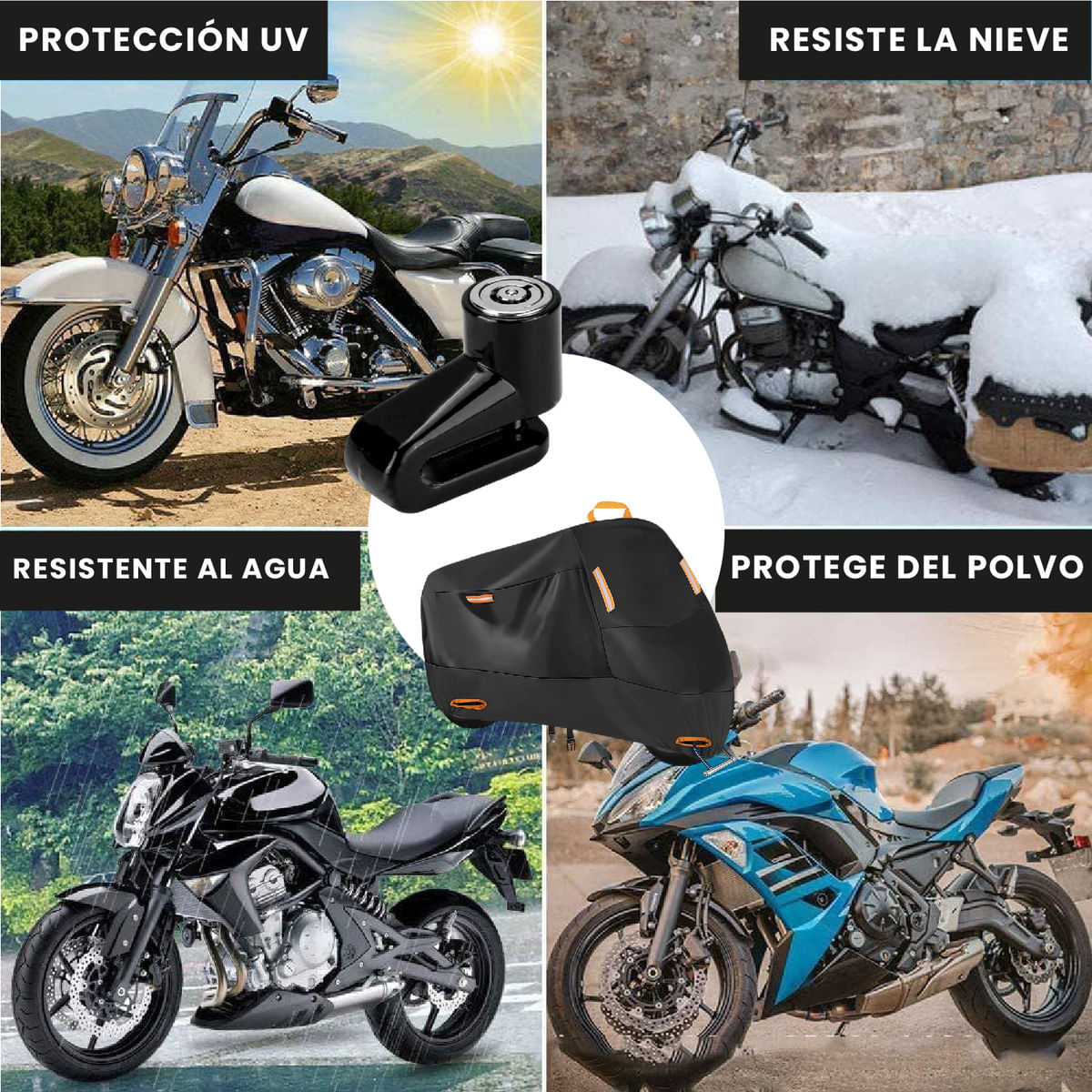 Funda Impermeable Para Moto Con Candado De Disco Antirrobo Protector Exterior Resistente img #6