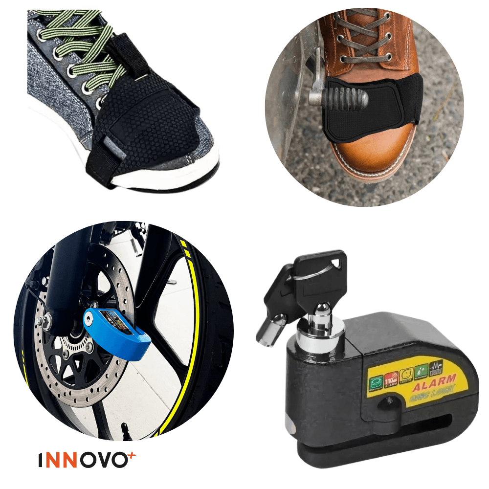 Combo Candado De Disco Con Alarma + Protección De Calzado Para Moto img #1