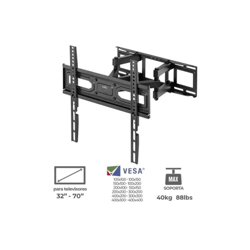 Soporte de TV Kalley 32″ a 70″ Fijo e Inclinable con Brazos Reforzados img #6