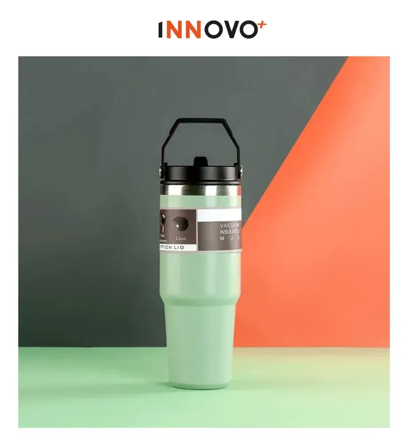 Termo Botella Manija Superior Acero Inoxidable Calor Frío 900 Ml Innovo Flask Verde img #5
