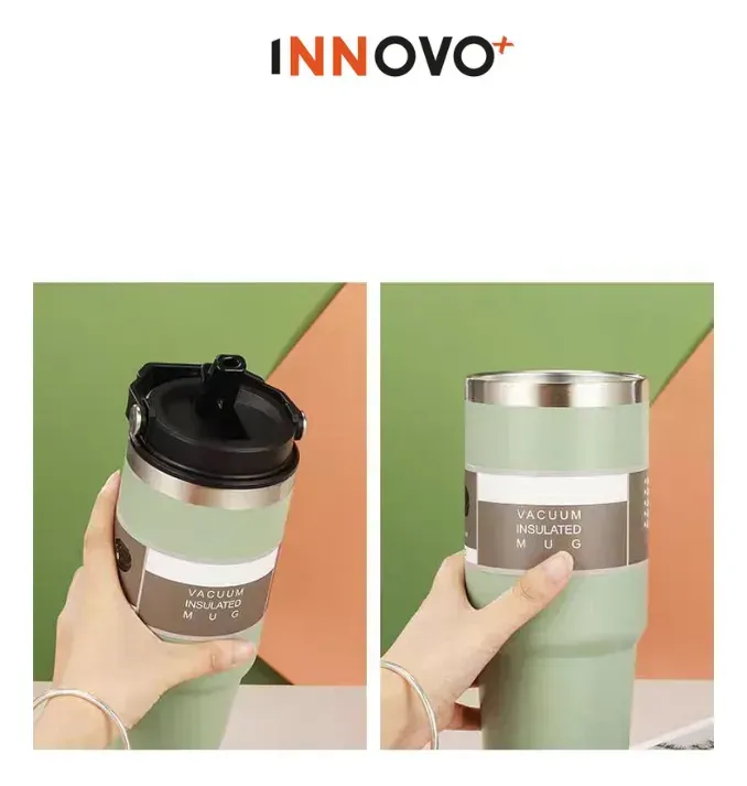 Termo Botella Manija Superior Acero Inoxidable Calor Frío 900 Ml Innovo Flask Verde img #2
