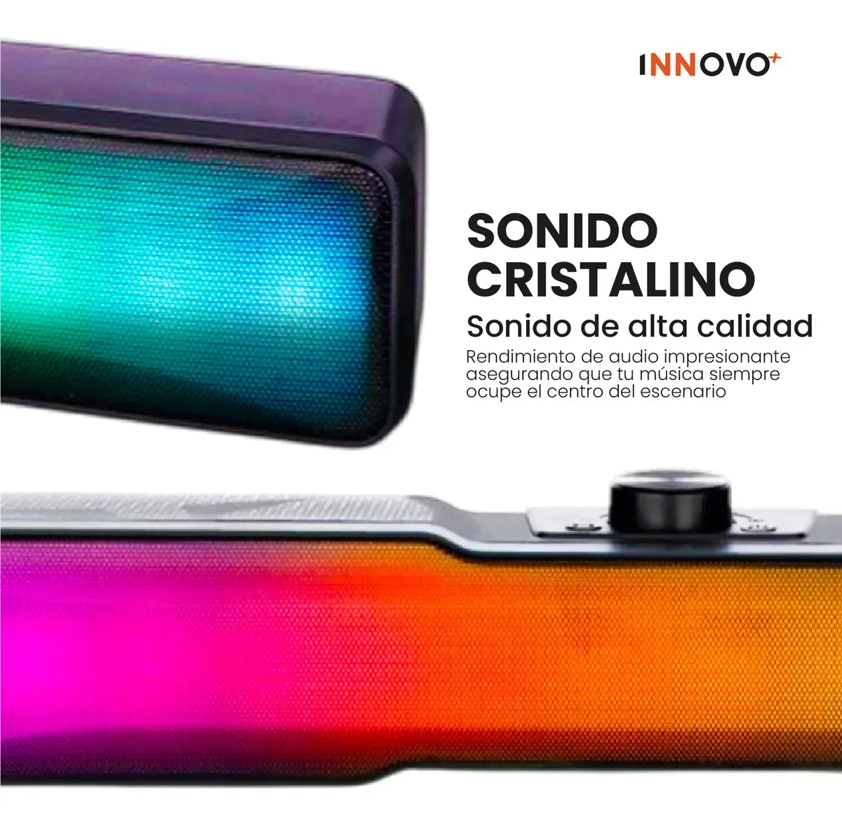Barra De Sonido Parlante Kts-1968 Audio Hi-fi Inalámbrico Con Aura Rgb 360° Negro 110v Negro 110v img #2