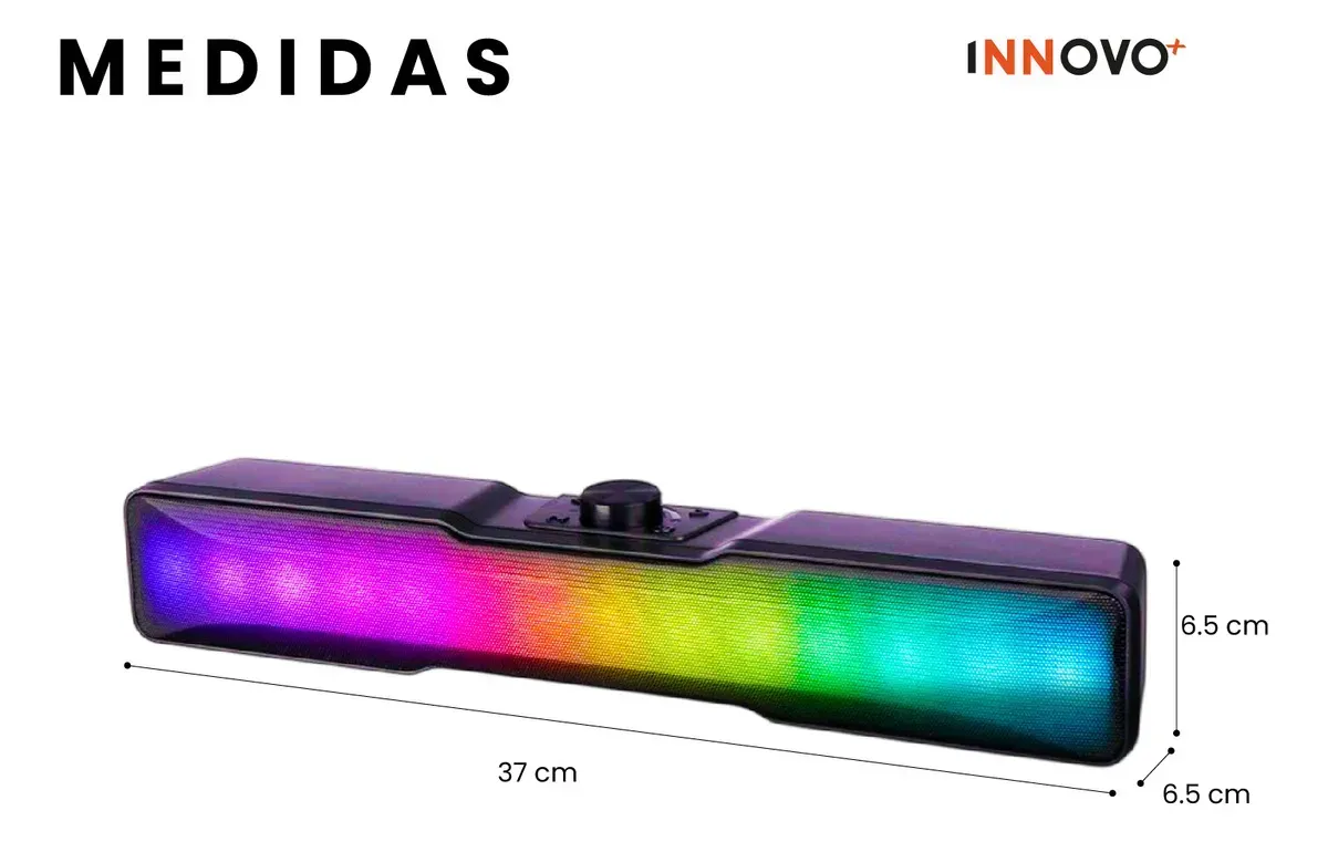 Barra De Sonido Parlante Kts-1968 Audio Hi-fi Inalámbrico Con Aura Rgb 360° Negro 110v Negro 110v img #4