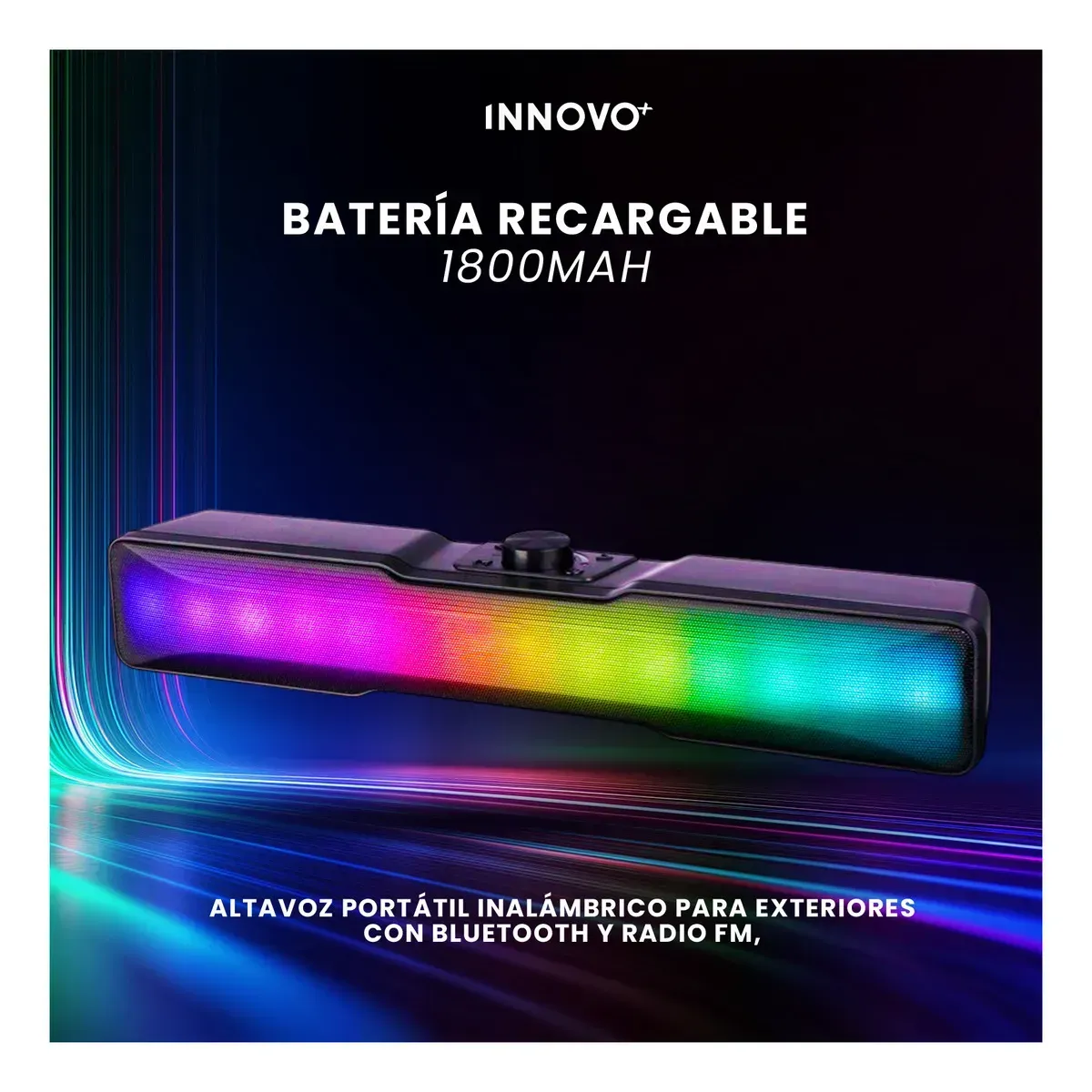 Barra De Sonido Parlante Kts-1968 Audio Hi-fi Inalámbrico Con Aura Rgb 360° Negro 110v Negro 110v img #3