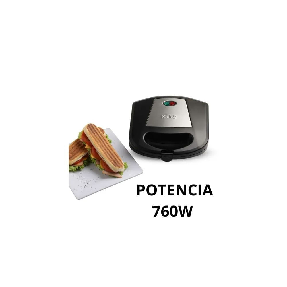 Sanduchera Eléctrica Kalley 760W Antiadherente Parrilla Panini Grill img #2