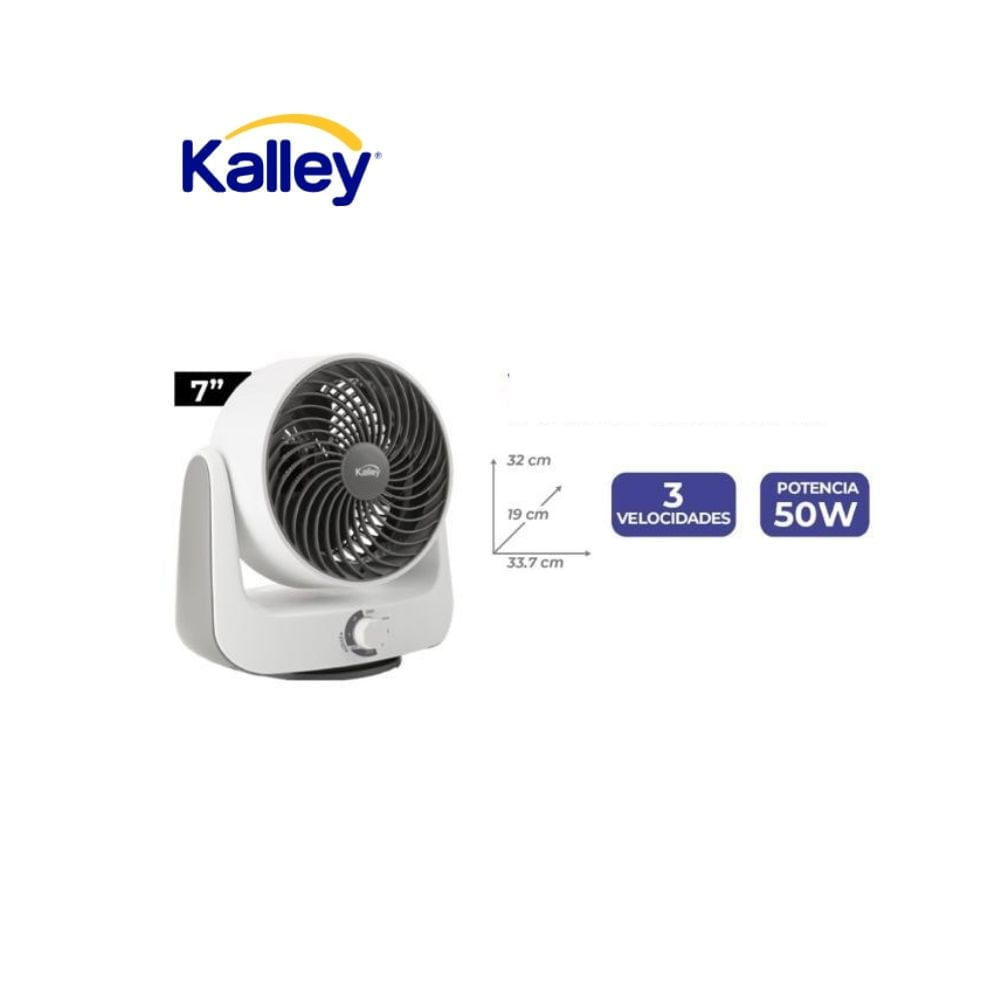 Ventilador Kalley 7” Turbo Silencioso 3 Velocidades Potencia 50W img #1