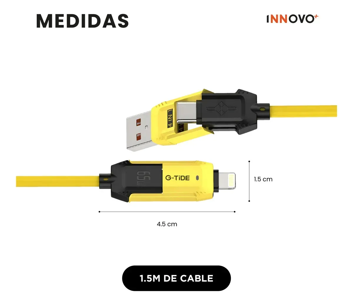 Cable De Carga Universal 4 En 1 G-tide 65w Carga Rápida Usb-c Micro 1.5m img #3