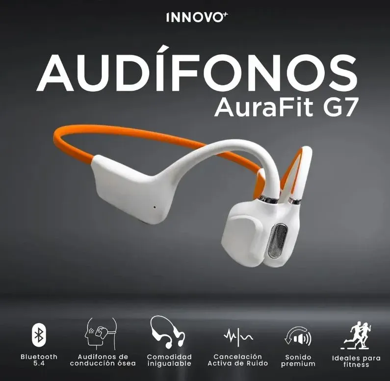 Audífonos Conducción Ósea Aurafit G7 Bluetooth 5.4 Deportivos Blanco Blanco img #2
