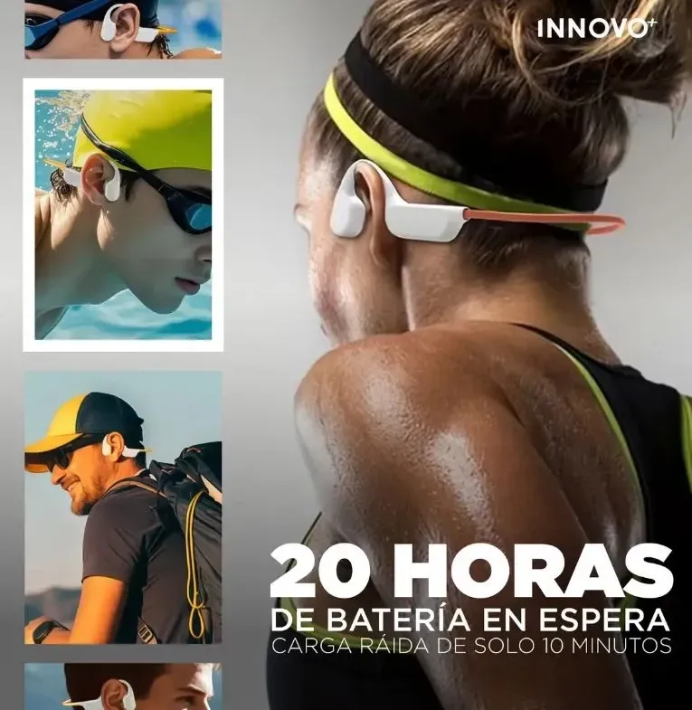Audífonos Conducción Ósea Aurafit G7 Bluetooth 5.4 Deportivos Blanco Blanco img #5