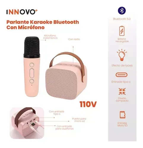 Parlante Karaoke Kids Bluetooth Recargable Voz Magica Pink img #2