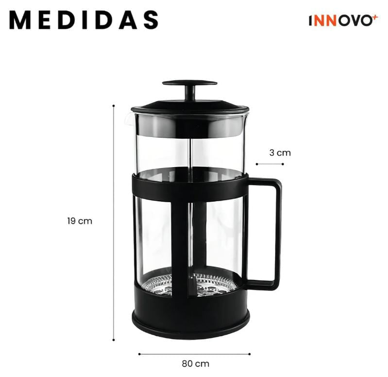 Prensa Francesa Cafetera De Vidrio Borosilicato 1000ml Con Filtro Fino img #4