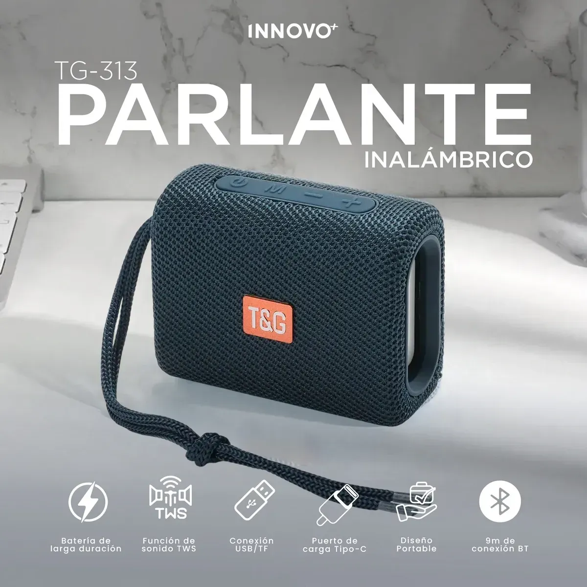 Parlante Bluetooth T&amp;g Tg-313 Inalámbrico Portátil Tws Azul Azul img #4