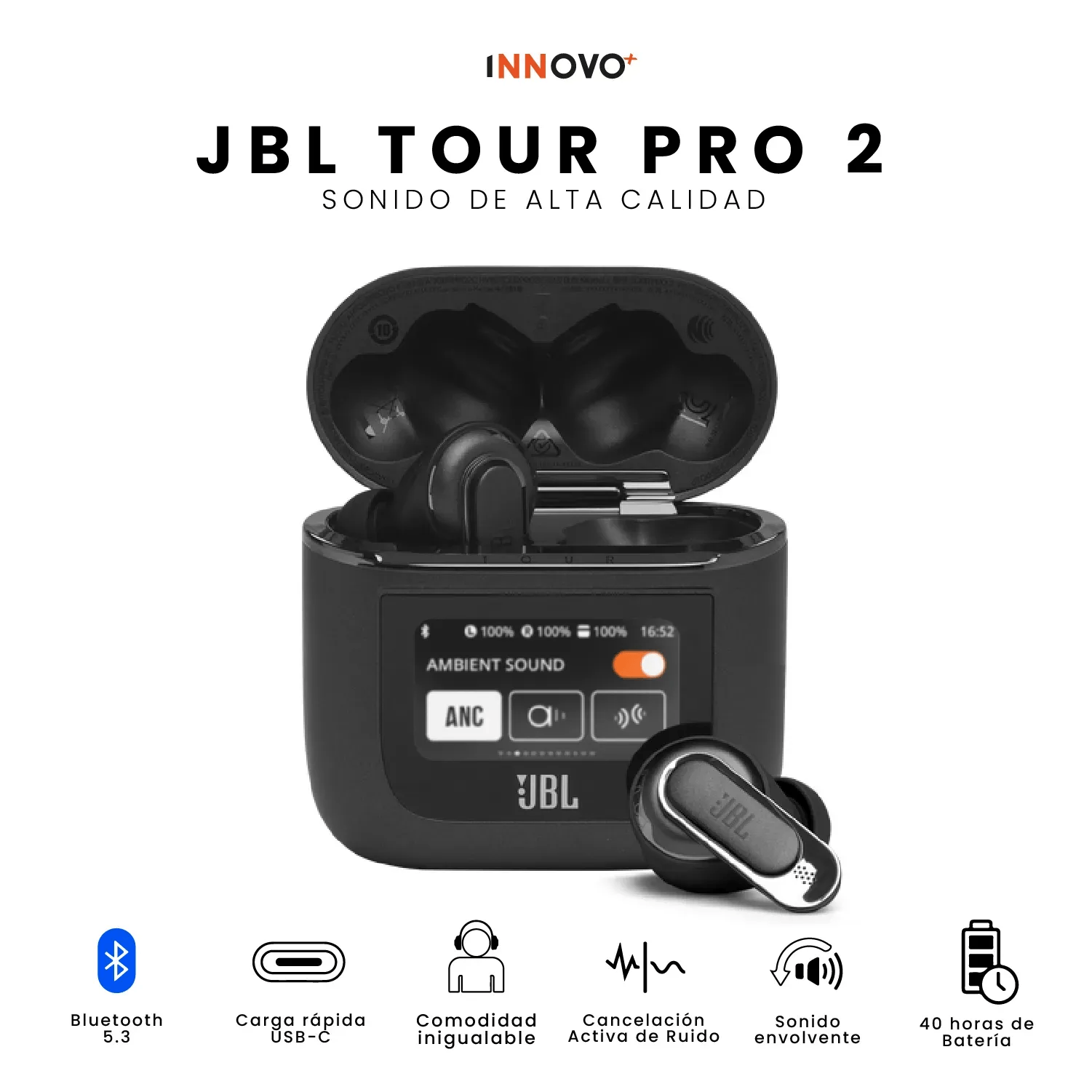 Audífonos Pro 2 Calidad Con Pantalla Táctil Negro Full Sound img #4