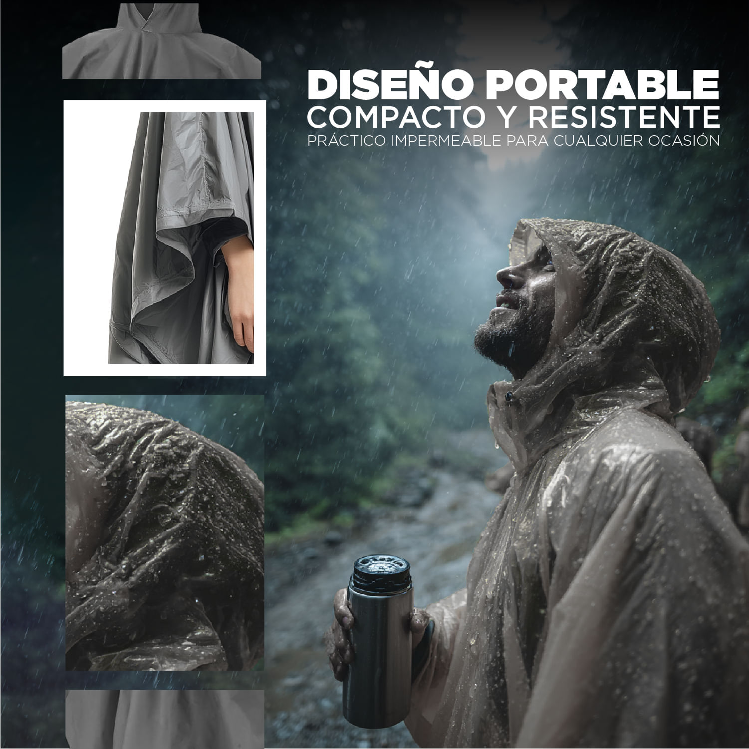 Poncho Capa Impermeable Unisex Termosellado Sin Costuras Premium img #4