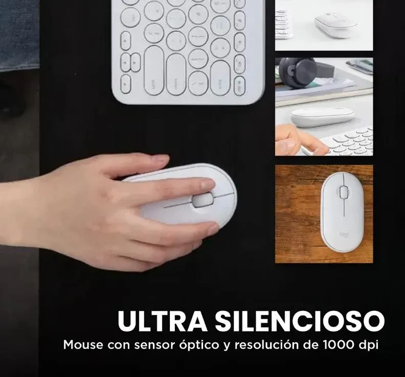 Teclado Bluetooth Inalámbrico Mouse Silent Multi Dispositivo Blanco Blanco img #2