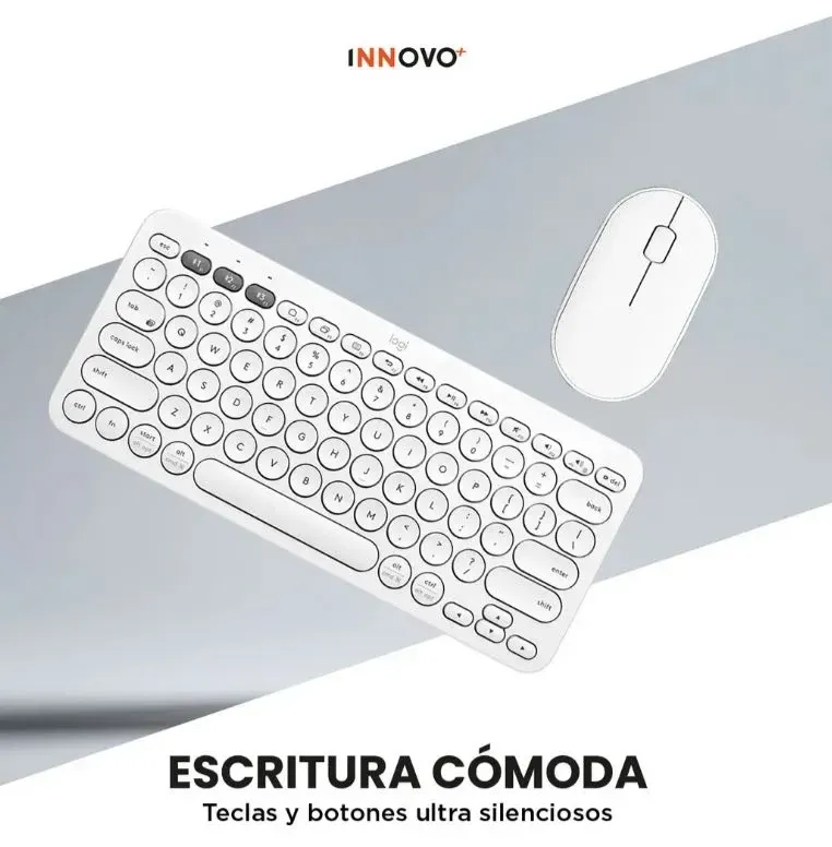 Teclado Bluetooth Inalámbrico Mouse Silent Multi Dispositivo Blanco Blanco img #3