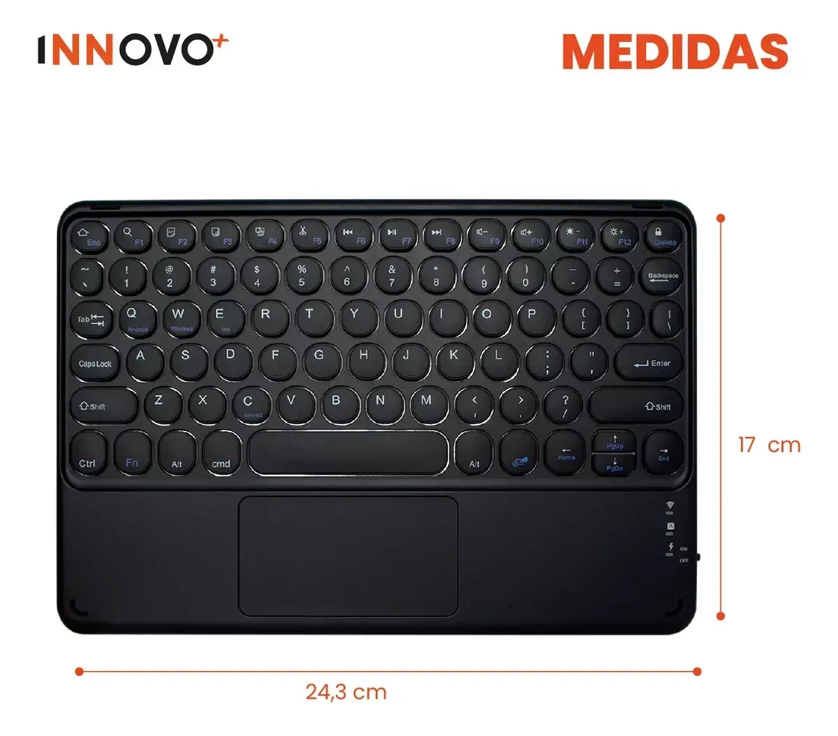 Teclado Pc Mac Tv Bluetooth Touchpad Black Tetra Pak Innovo img #3