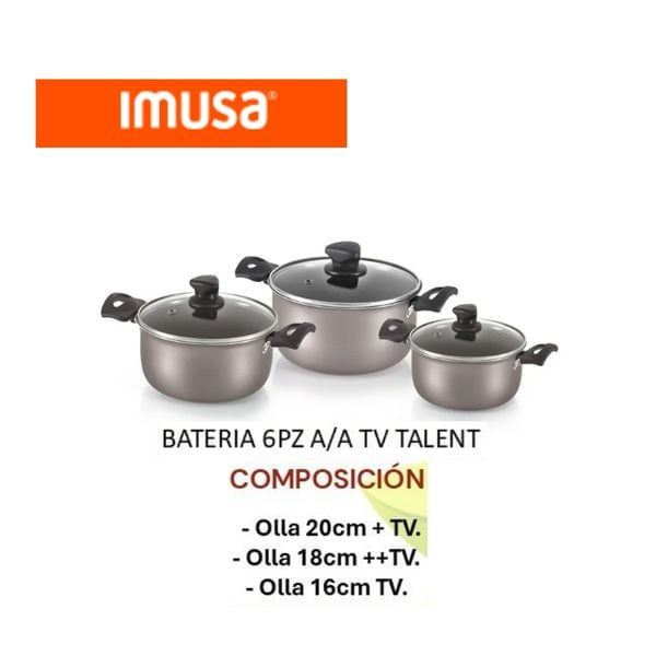Batería de Cocina Imusa Talent 6 Piezas Antiadherente con Tapas Vidrio img #1