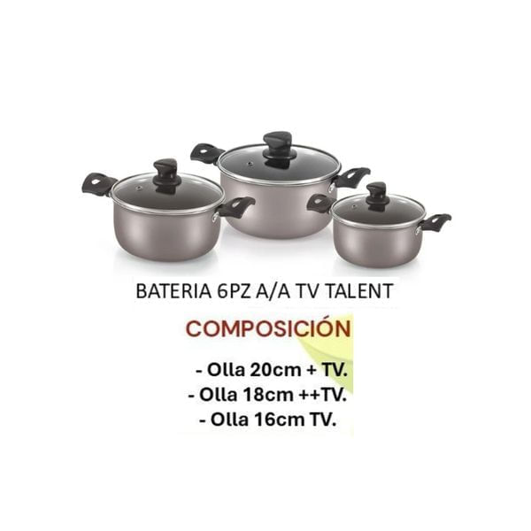Batería de Cocina Imusa Talent 6 Piezas Antiadherente con Tapas Vidrio img #2