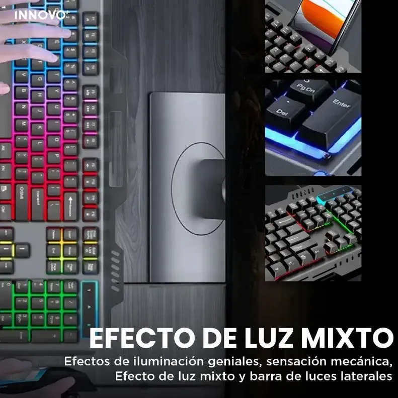 Teclado Gamer K-3000 Rgb Panel Metálico Teclas Suspendidas Sensación Mecánica img #3