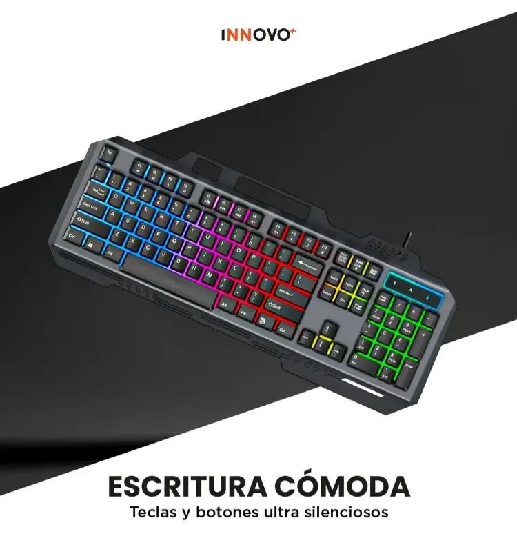Teclado Gamer K-3000 Rgb Panel Metálico Teclas Suspendidas Sensación Mecánica img #4