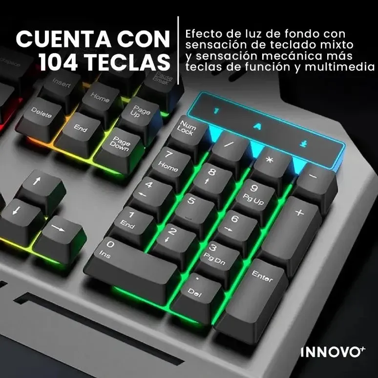 Teclado Gamer K-3000 Rgb Panel Metálico Teclas Suspendidas Sensación Mecánica img #2