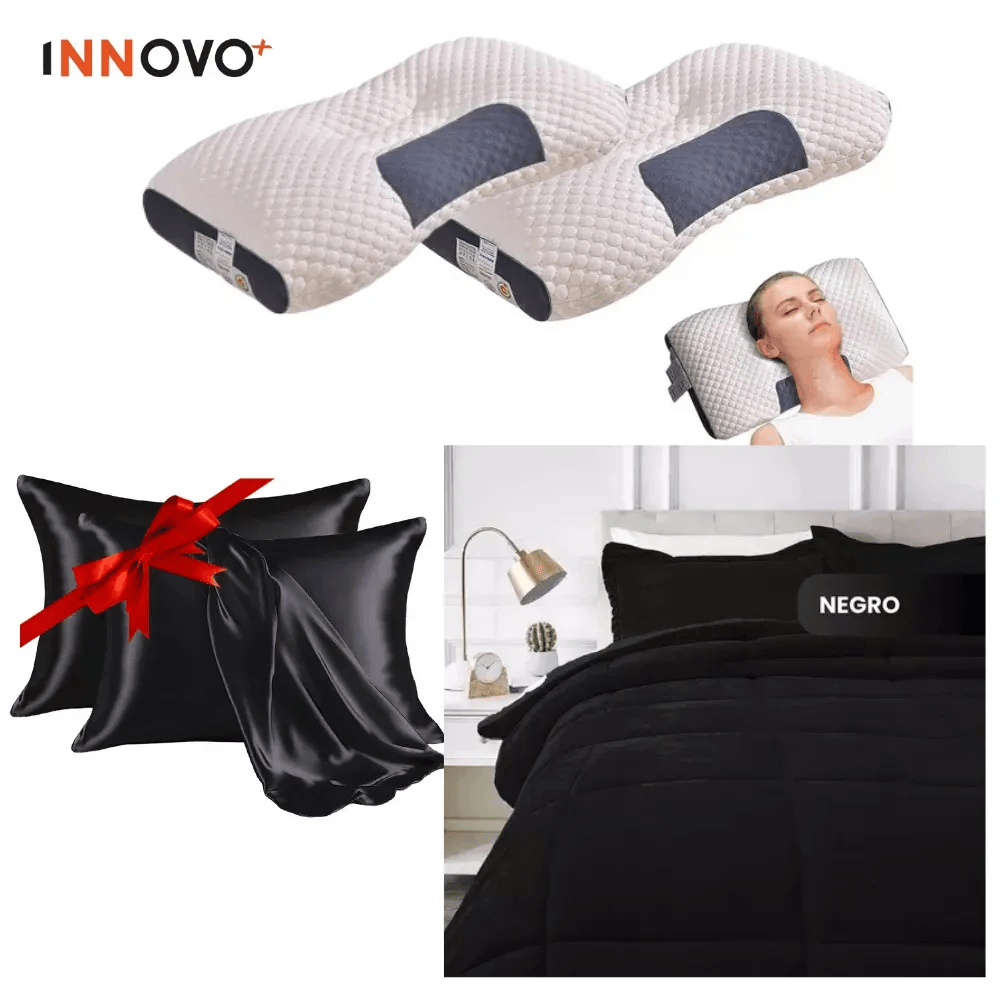 Combo Cubrelecho Doble Cama Ovejero + 2 Almohadas Semi-Ortopédicas + Obsequio Fundas Satín img #1
