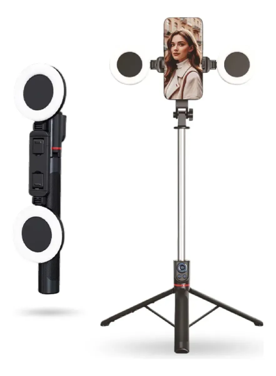 Trípode Profesional 1.80m Con Doble Aro De Luz Y Control Bluetooth - Edición Profesional img #3