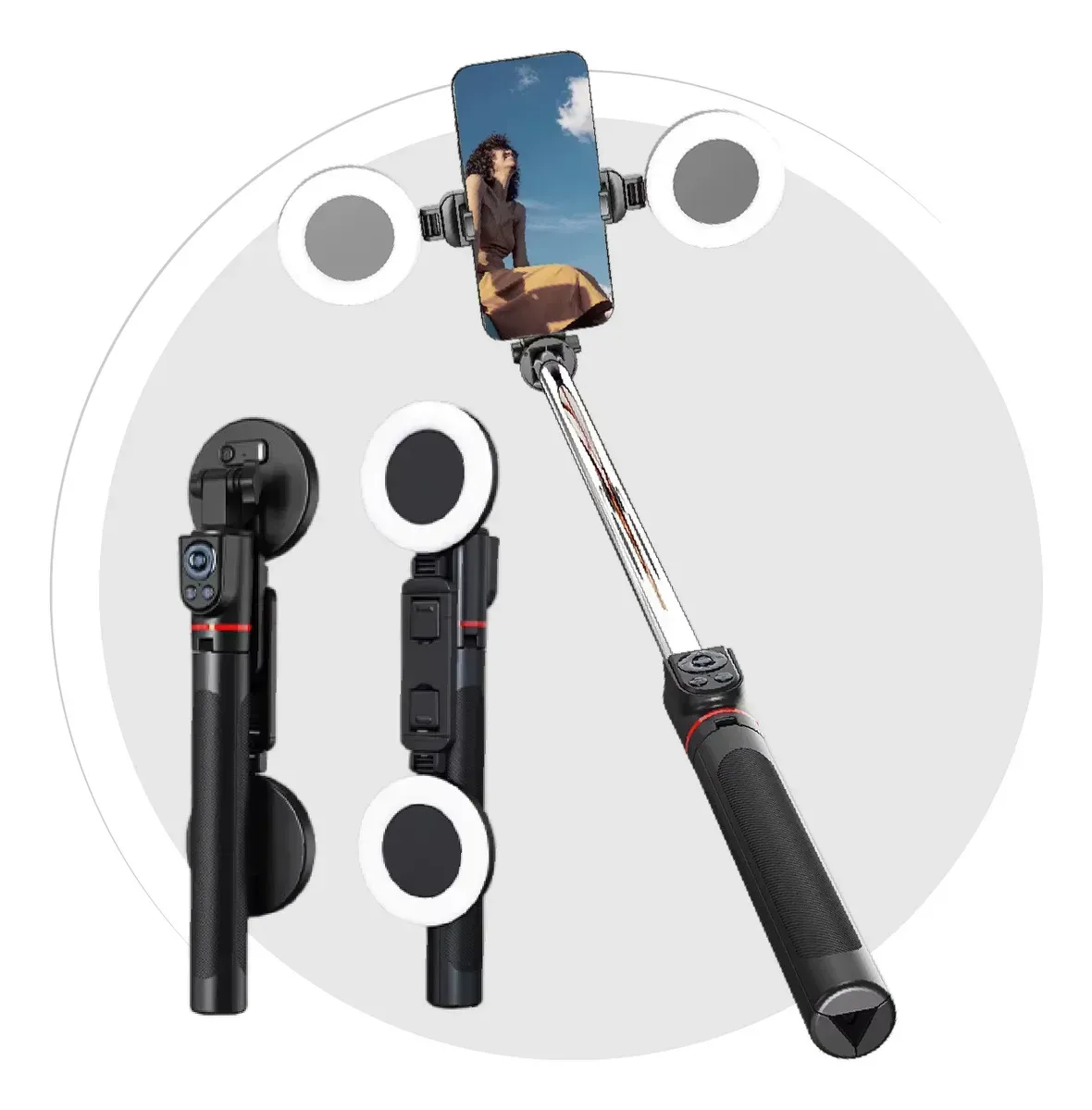 Trípode Profesional 1.80m Con Doble Aro De Luz Y Control Bluetooth - Edición Profesional img #4