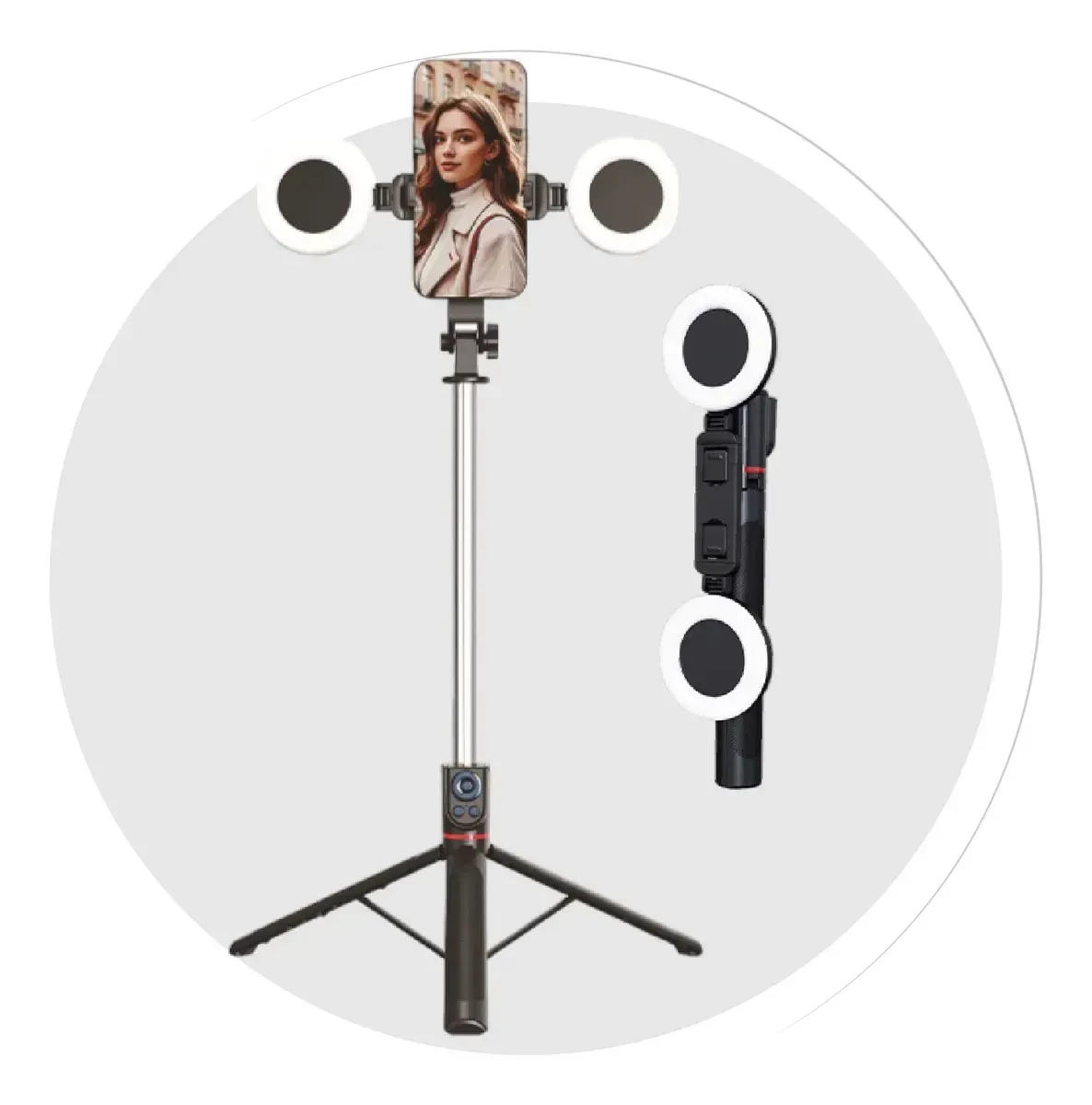 Trípode Profesional 1.80m Con Doble Aro De Luz Y Control Bluetooth - Edición Profesional img #1