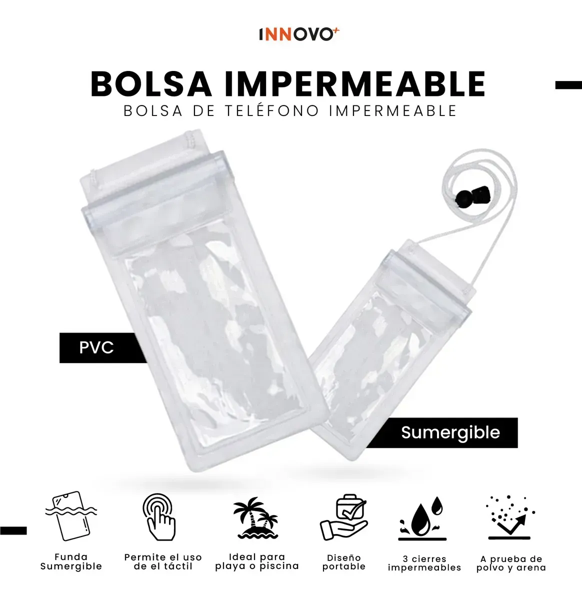 Funda Impermeable Para Celular Táctil Sumergible Cierre Hermético img #4