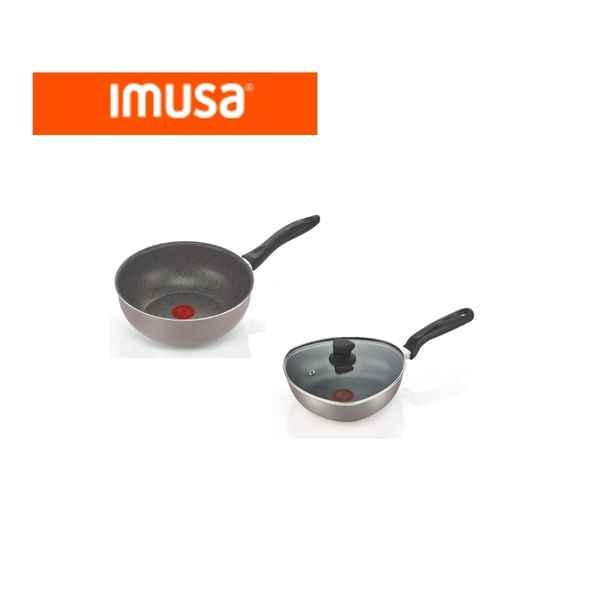 Set Wok y Sartén Antiadherente IMUSA con Tapa de Vidrio 2 Piezas img #1