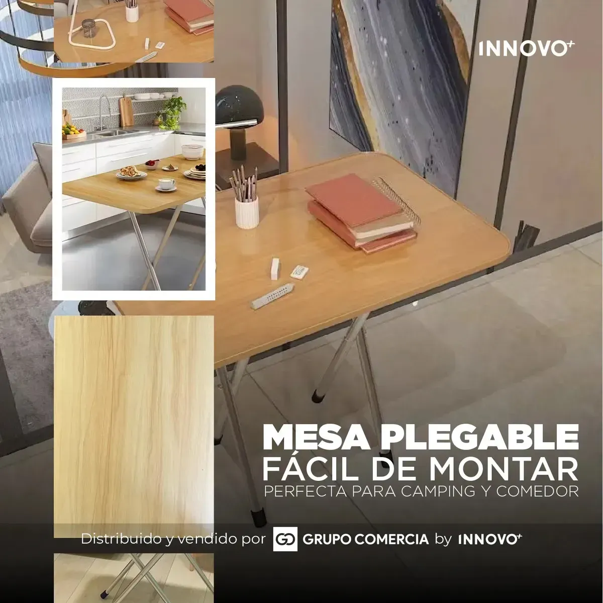 Mesa Plegable Multifuncional Escritorio Portátil De Madera 60x40cm Café Café img #5