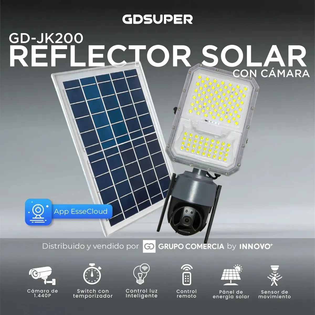 Cámara Vigilancia Wifi 1440p Robotica Exterior Reflector Solar Led 18000lm img #3